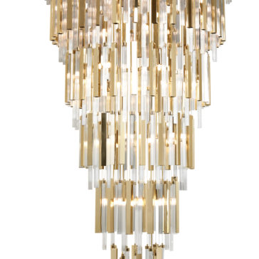 Large Tiered Modern Gold Plated And Glass Designer Chandelier Large Tiered Modern Gold Plated And Glass Designer Chandelier