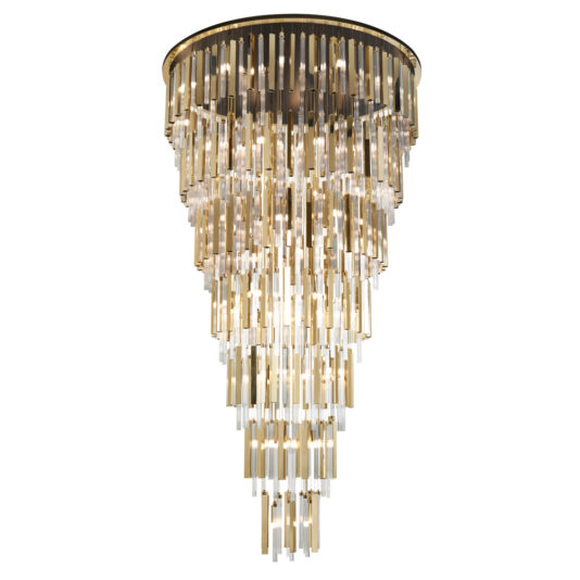 Large Tiered Modern Gold Plated And Glass Designer Chandelier Large Tiered Modern Gold Plated And Glass Designer Chandelier