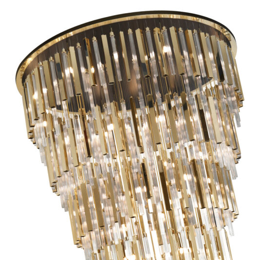 Large Tiered Modern Gold Plated And Glass Designer Chandelier Large Tiered Modern Gold Plated And Glass Designer Chandelier