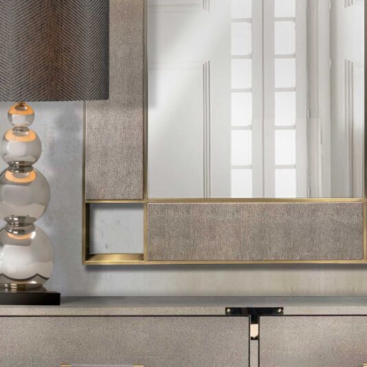 Modern Italian Designer Rectangular Textured Leather Mirror Modern Italian Designer Rectangular Alligator Print Leather Mirror