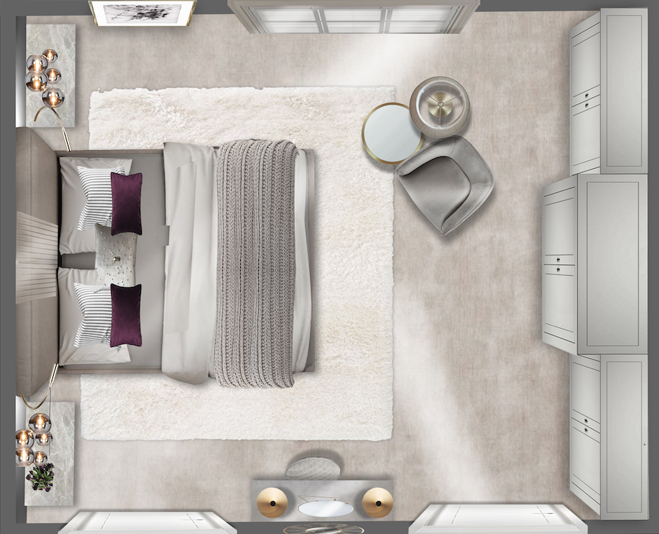 Windsor home interior design, master bedroom floor plan
