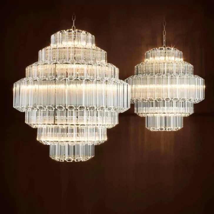 Image showcasing Art Deco Style Glass Chandelier - Juliettes Interiors