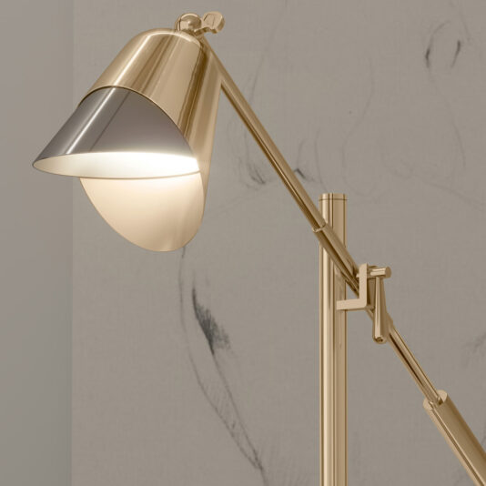 Contemporary Designer Emperador Marble Adjustable Table Lamp