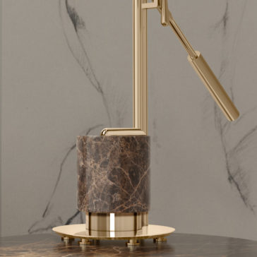 Contemporary Designer Emperador Marble Adjustable Table Lamp Contemporary Designer Emperador Marble Adjustable Table Lamp