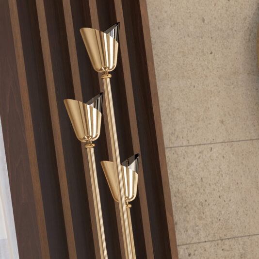 Contemporary Designer Emperador Marble Floor Lamp