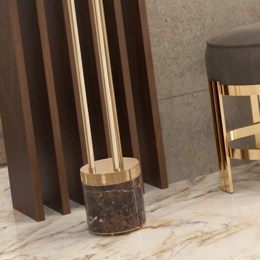 Contemporary Designer Emperador Marble Floor Lamp