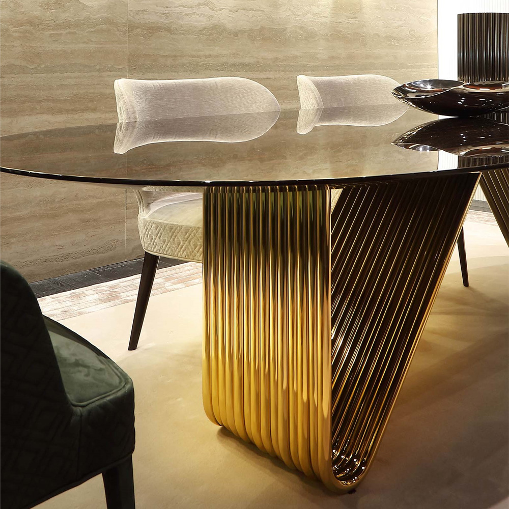 Contemporary Italian Designer Oval Glass Dining Table