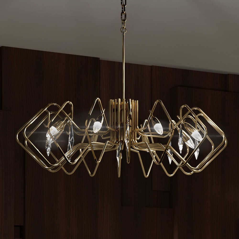 Contemporary Crystal Abstract Chandelier