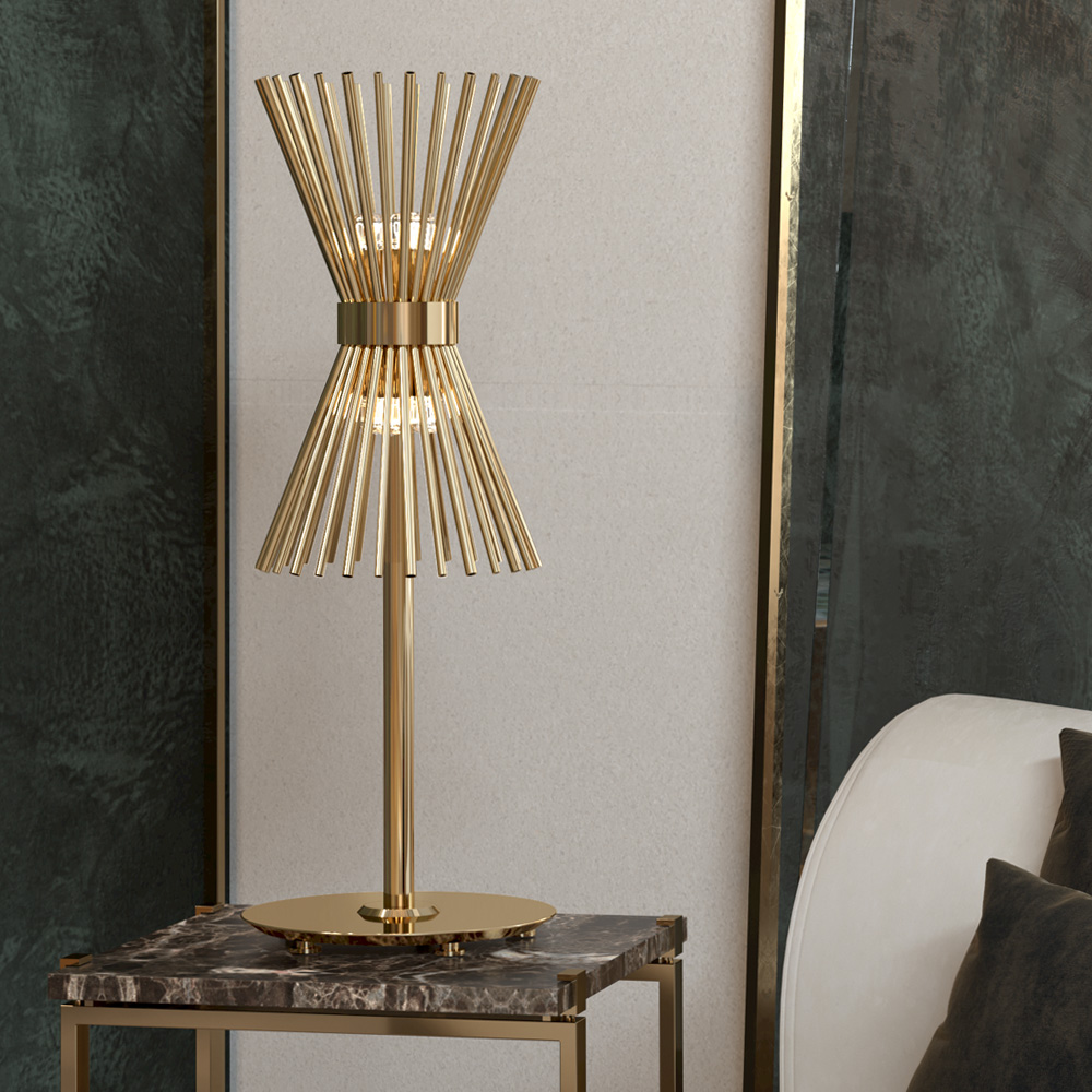 Art Deco Style Gold Plated Table Lamp