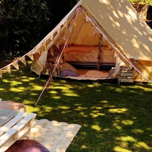 glamping in the garden, luxury bell tent