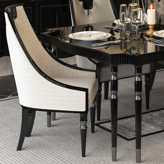 Luxury Exclusive Dining Set High End Designer Glossy Lacquered Dining Set