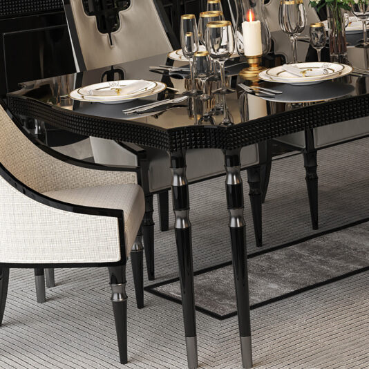 Luxury Exclusive Dining Set High End Designer Glossy Lacquered Dining Set