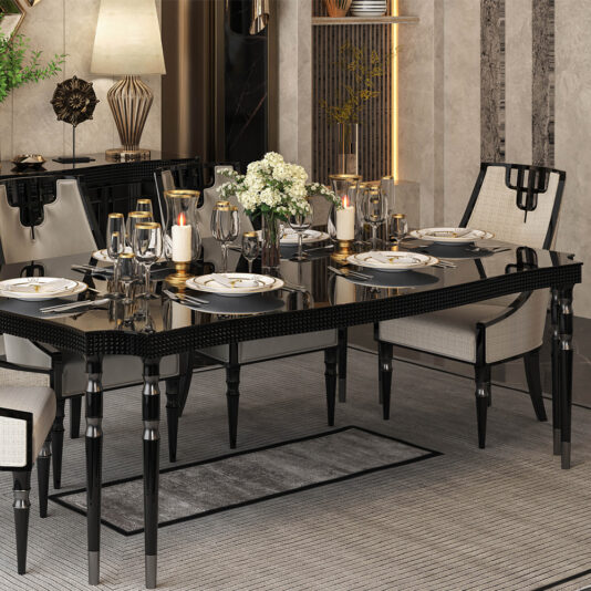 Luxury Exclusive Dining Set High End Designer Glossy Lacquered Dining Set