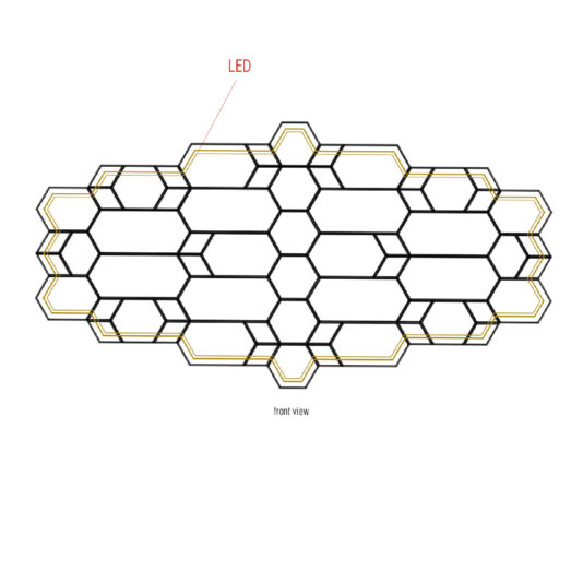 High End Large Designer Geometric Multi Layered Wall Mirror with LED