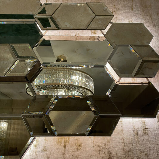 High End Large Designer Geometric Multi Layered Wall Mirror with LED