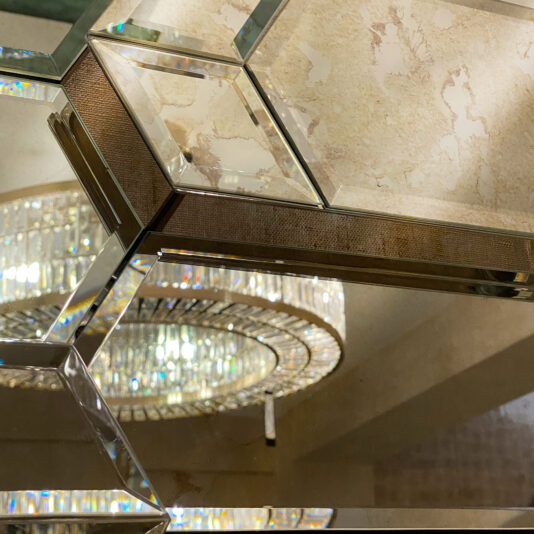 High End Large Designer Geometric Multi Layered Wall Mirror with LED