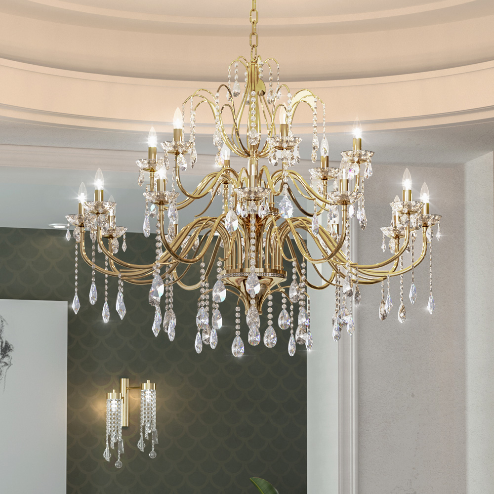 Classic Cut Crystal Gold Plated Chandelier