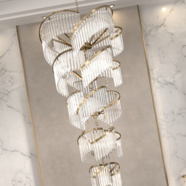 Large Modern Tiered Spiral Glass Designer Chandelier