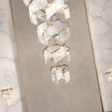 Large Modern Tiered Spiral Glass Designer Chandelier