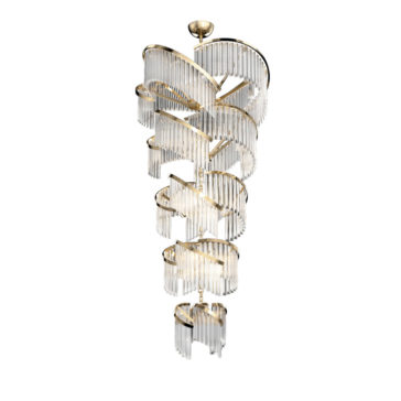 Large Modern Tiered Spiral Glass Designer Chandelier