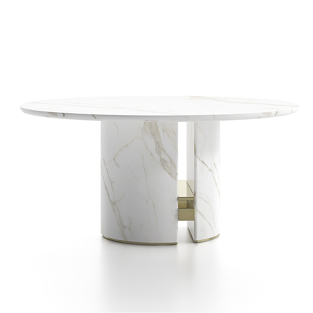 Luxury Italian Designer Contemporary Round Marble Dining Table Set