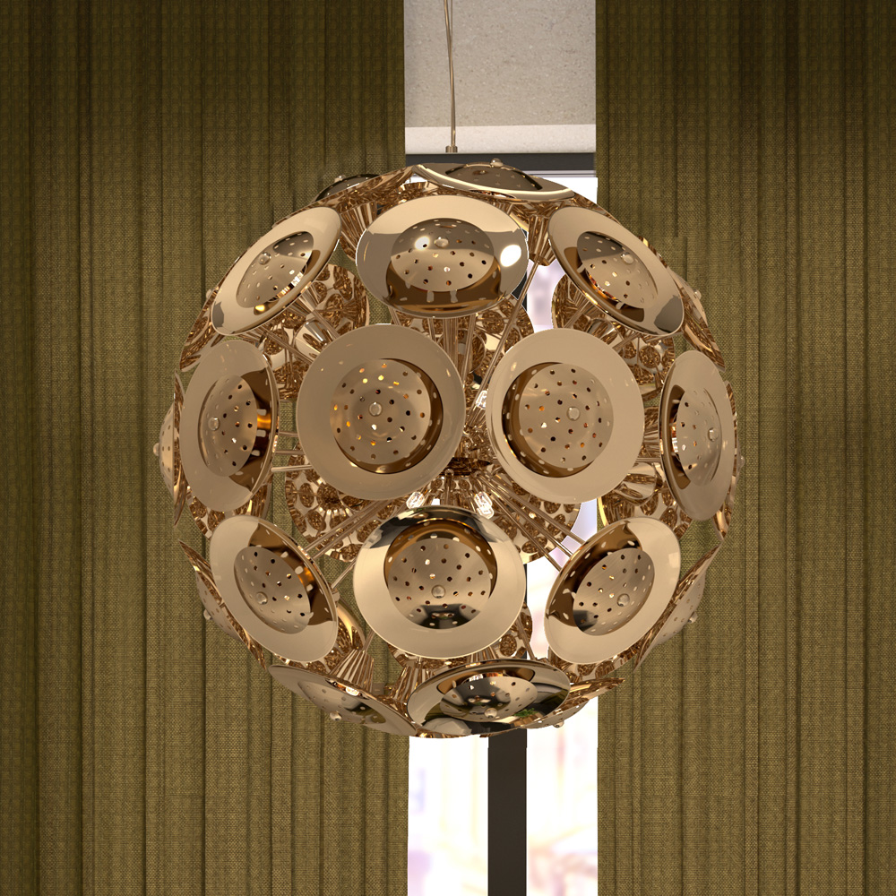 Modern Gold Plated Designer Sphere Chandelier
