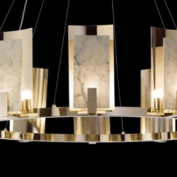 Contemporary Brass And White Carrara Marble Chandelier Contemporary Brass And White Carrara Marble Chandelier