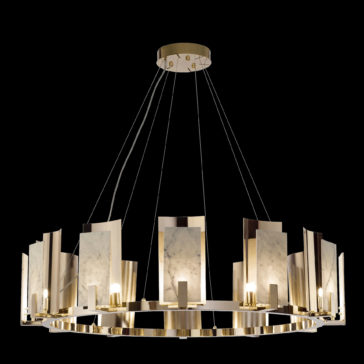 Contemporary Brass And White Carrara Marble Chandelier Contemporary Brass And White Carrara Marble Chandelier