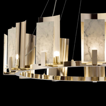 Contemporary Brass And White Carrara Marble Chandelier Contemporary Brass And White Carrara Marble Chandelier