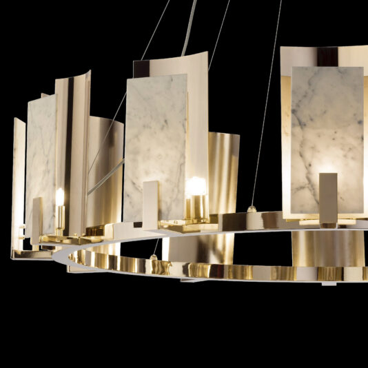 Contemporary Brass And White Carrara Marble Chandelier Contemporary Brass And White Carrara Marble Chandelier