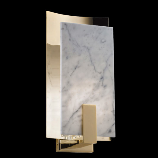 Contemporary Brass And White Carrara Marble Wall Light