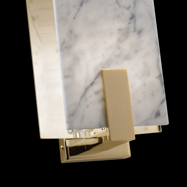 Contemporary Brass And White Carrara Marble Wall Light