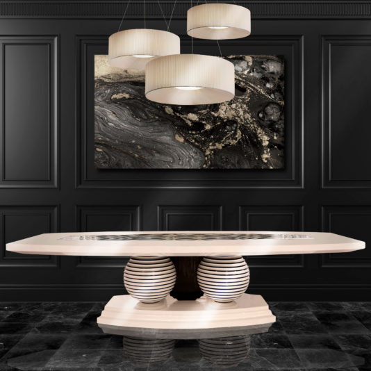 Contemporary Zebra Pattern Lacquered Dining Table