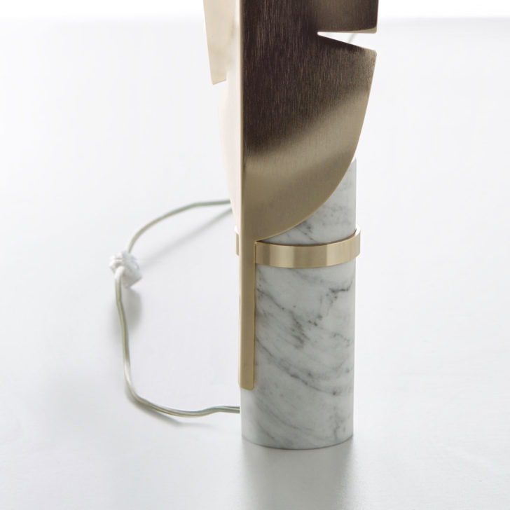 Contemporary Carrara Marble And Italian Leaf Table Lamp