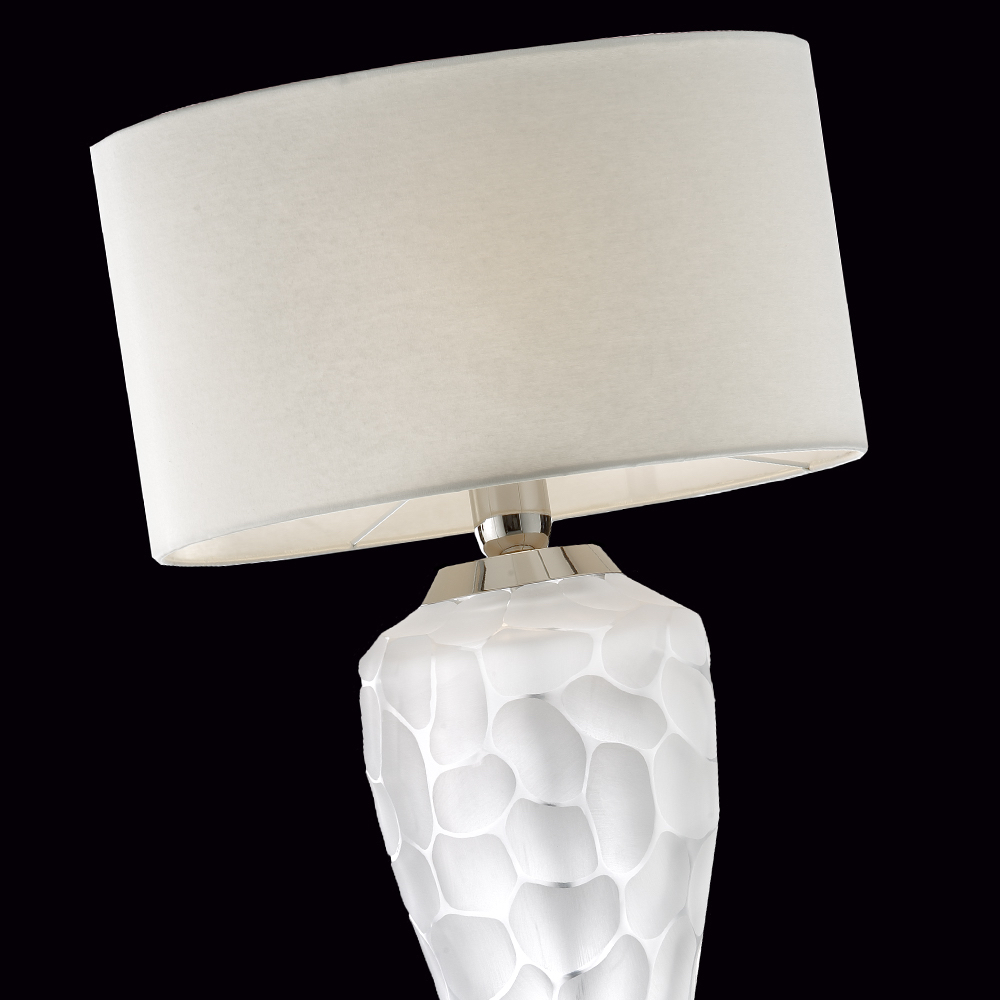 Contemporary Nickel And Italian Crystal Table Lamp