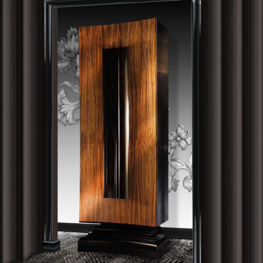Italian Zebrawood Veneer Tall Two Door Cabinet