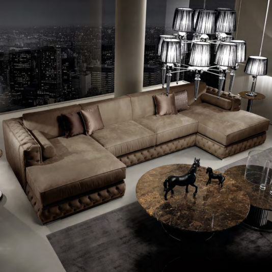 Large Italian Nubuck Leather Modular Sofa
