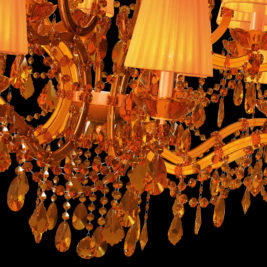 Luxury 15 Arm Amber Glass Chandelier