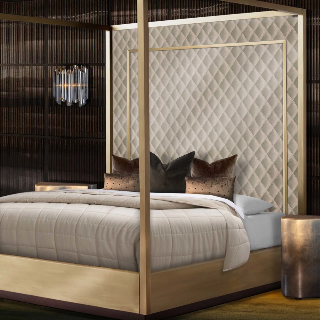 Gold Finish Four Poster Bed