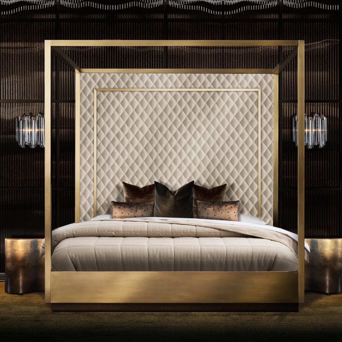 Statement Gold Finish Four Poster Bed