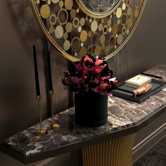 Circles Design Round Convex Mirror Gold Plated Round Convex Mirror