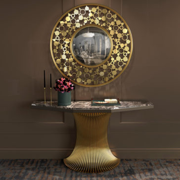 Circles Design Round Convex Mirror Gold Plated Round Convex Mirror