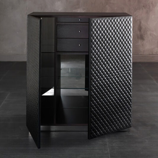 Italian Quilted Leather Drinks Cabinet