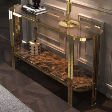 Oval Glass And Marble Console Oval Glass And Marble Console