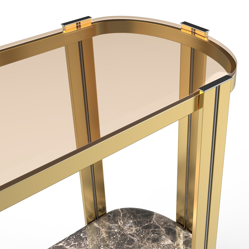 Oval Glass And Marble Console