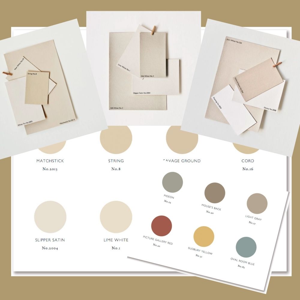 Farrow and Ball warm neutrals groups, paint charts
