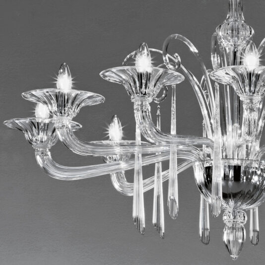 Murano Glass Chandelier With Fluted Pendants Murano Glass Chandelier With Fluted Pendants