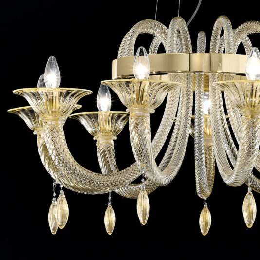 Murano Glass Chandelier With Pendant Drops Murano Glass Chandelier With Pendant Drops