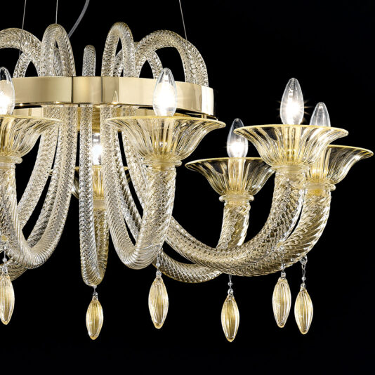 Murano Glass Chandelier With Pendant Drops Murano Glass Chandelier With Pendant Drops