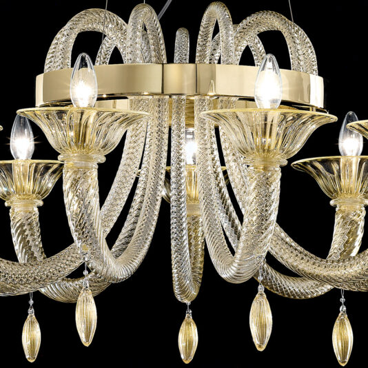 Murano Glass Chandelier With Pendant Drops Murano Glass Chandelier With Pendant Drops